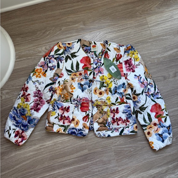 NWT Farm Rio Greek Garden Quilted Tie Coat Floral Cotton Sz XL - Picture 6 of 16